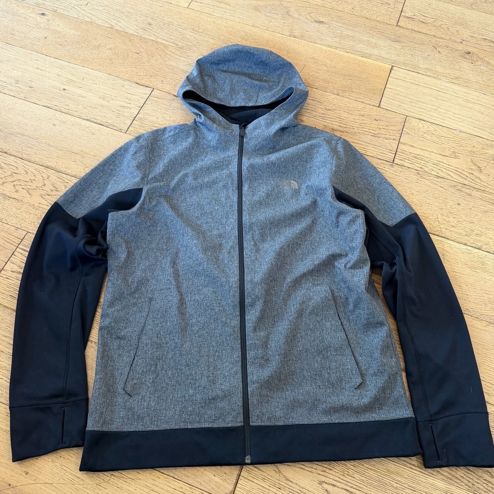 The‎ North Face Mens Full Zip Hoodie Grey Black Heathered Jacket L (415)